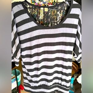 Grey & Black Striped Top